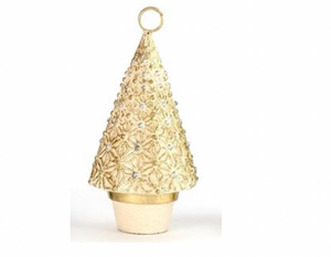 2.75" Canterbury Cone Tree Place Card Holder Ornament (ivory)