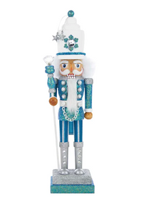 17" Hollywood Turquoise and White Nutcracker