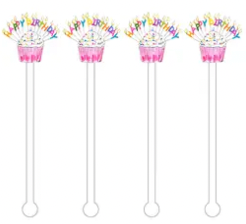 Happy Birthday Sprinkle Cupcake Acrylic Stir Sticks