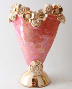 Medium Multiflower Encrusted Heart Vase