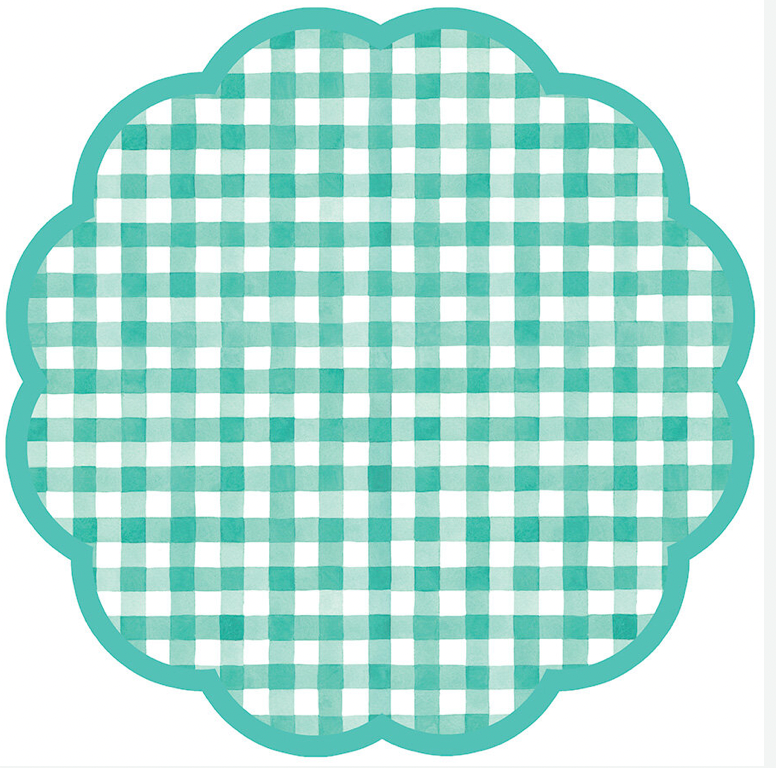 Gingham Scalloped Paper Placemat