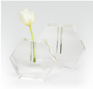 Large Crystal Hex Vase