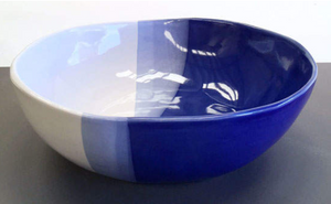 12" Round Bowl in Blue & White