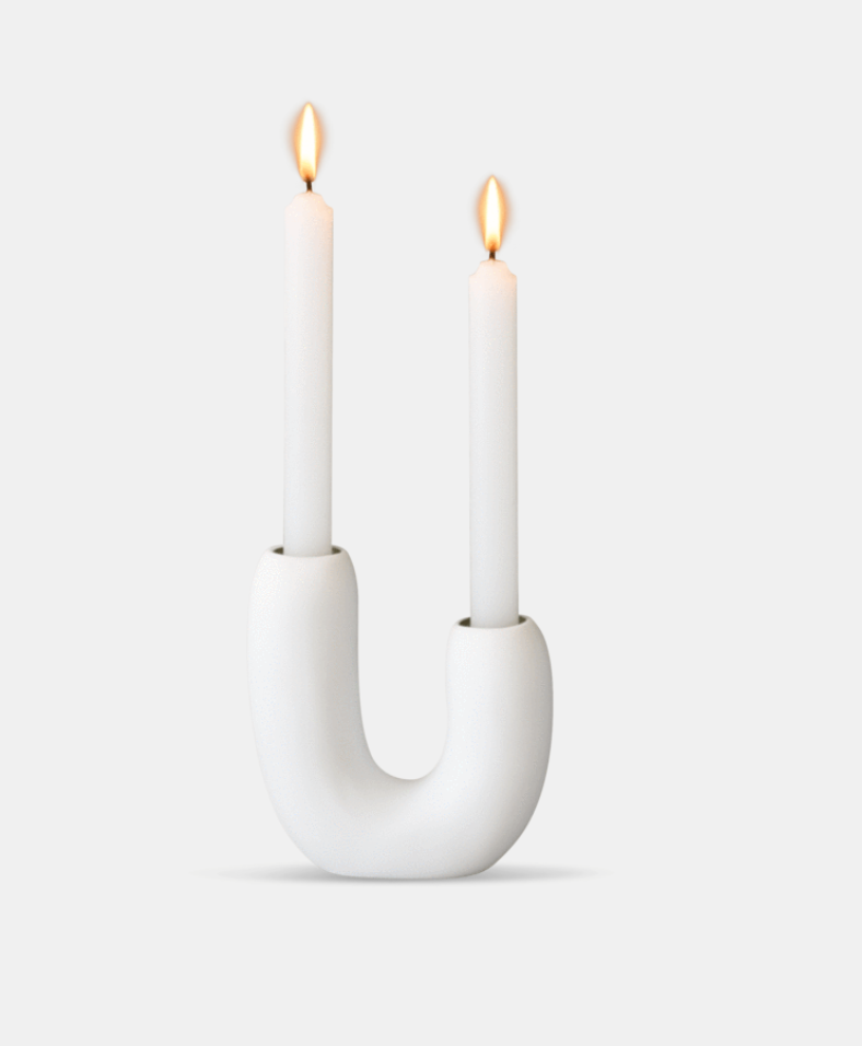 Candle Holder- U- White
