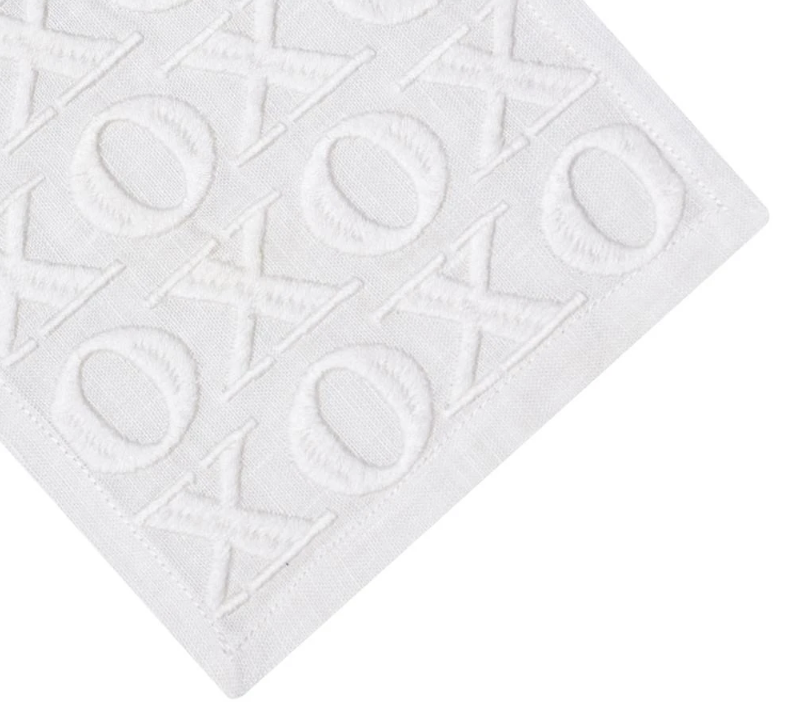 XO Coasters, Set of 4, White