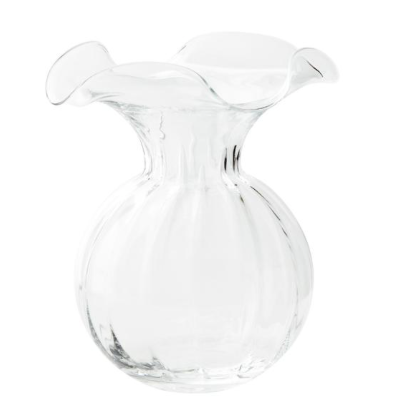 Hibiscus Glass Clear Large Fluted Vase