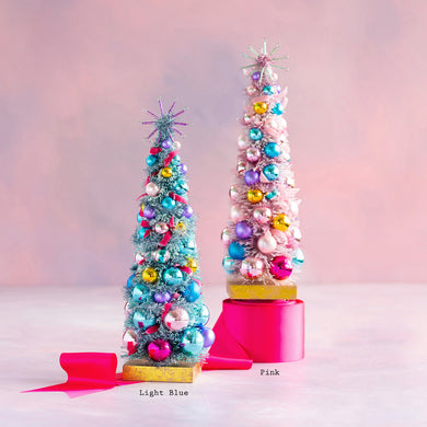 Vintage Pastel Tree with Glass Ornaments - Pink