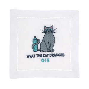 What The Cat Dragged Gin Cocktail Napkins - Set of 4