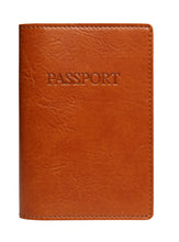 Load image into Gallery viewer, Cognac Leather Passport Cover with Dark Brown Lining