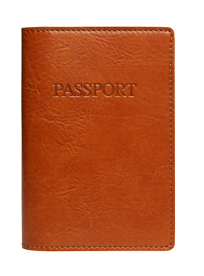 Cognac Leather Passport Cover with Dark Brown Lining