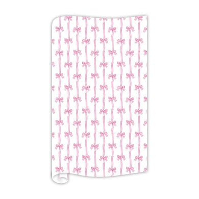 Handpainted Pink Bow Stripe Wrapping Paper