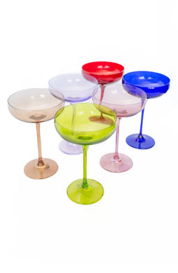 Colored Champagne Coupe  - Mixed Set of 6