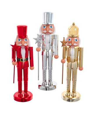 11' King and Soldier Shiny Nutcracker - Silver