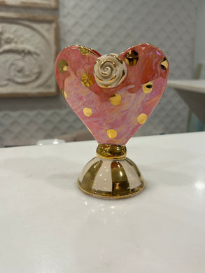 Baby Heart Vase - Peach with Gold Dots